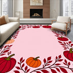 Harvest Blush Pumpkin Foliage Border Rug