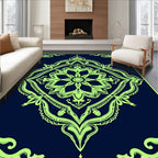Bright Chartreuse Floral Mandala Rug