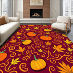 Autumn Leaf Pumpkin Swirl Crimson Rug