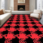 Bold Red Houndstooth Check Rug