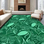 Deep Emerald Green Leafy Vines Abstract Rug