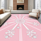 Blush Pink Snowflake Radiant Sunburst Rug