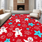 Red Snowman Star Swirl Rug