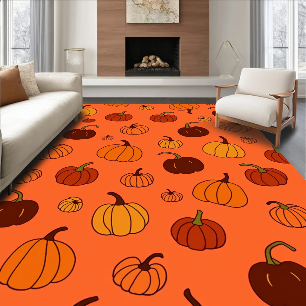 Harvest Orange Pumpkin Patch Rug