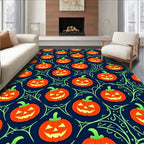 Spooky Orange Jack O Lantern Vines Rug