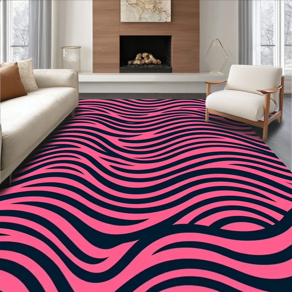 Bold Pink Abstract Wave Rug