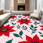 Bold Red Floral Sprig Accents Rug