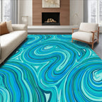 Oceanic Swirl Teal Blue Abstract Rug