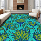 Turquoise Lush Blue Green Floral Swirl Rug