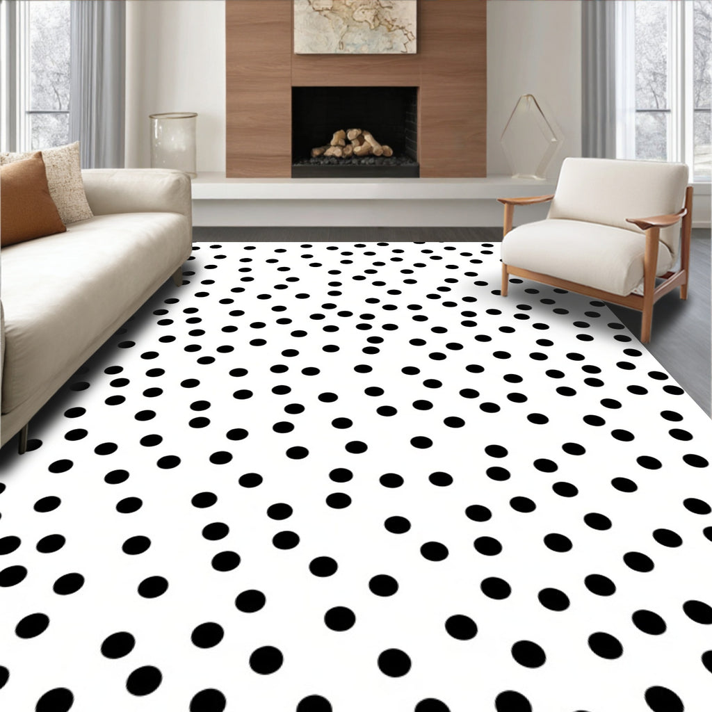 Modern Black Polka Dot Scatter Rug