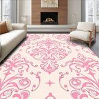 Elegant Pink Damask Swirl Medallion Rug