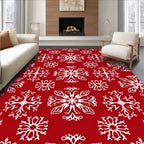 Crimson White Snowflake Scatter Rug