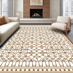 Brown Intricate Geometric Lattice Rug