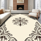 Cream Scrolled Floral Corner Medallion Rug