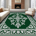 Antique Emerald Floral Scroll Rug