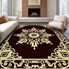 Golden Floral Medallion Border Rug