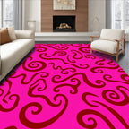 Vibrant Pink Swirling Curls Rug