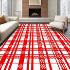 Classic Red White Gingham Plaid Rug