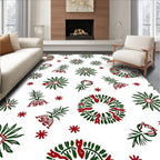 Festive Holly Wreath Red Green Folk Rug