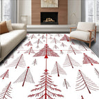 Crimson Red Abstract Christmas Trees Rug