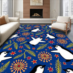 Whimsical Penguin Starburst Foliage Rug