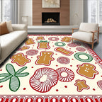 Gingerbread Cookies Festive Red Green Arrangement Rug