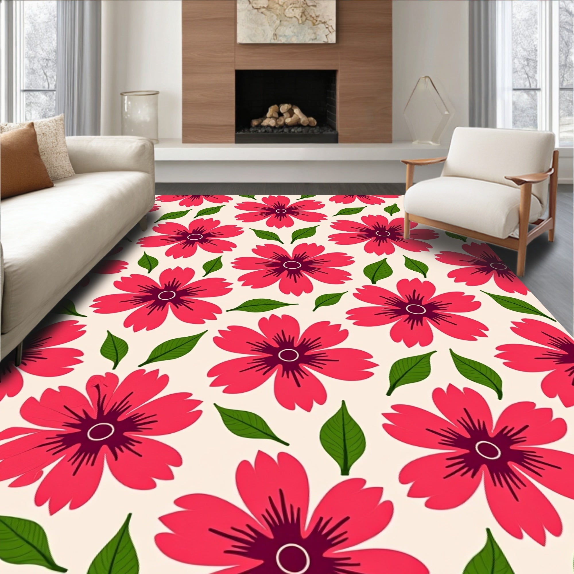 Crimson Blossom Garden Repeat Rug