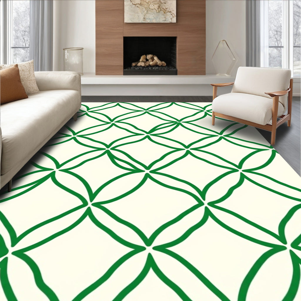 Emerald Lattice Geometric Repeat Rug