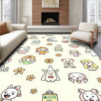 Playful Characters Yellow Floral Scatter Rug