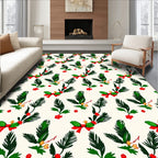 Festive Pine Holly Berry Bow Rug
