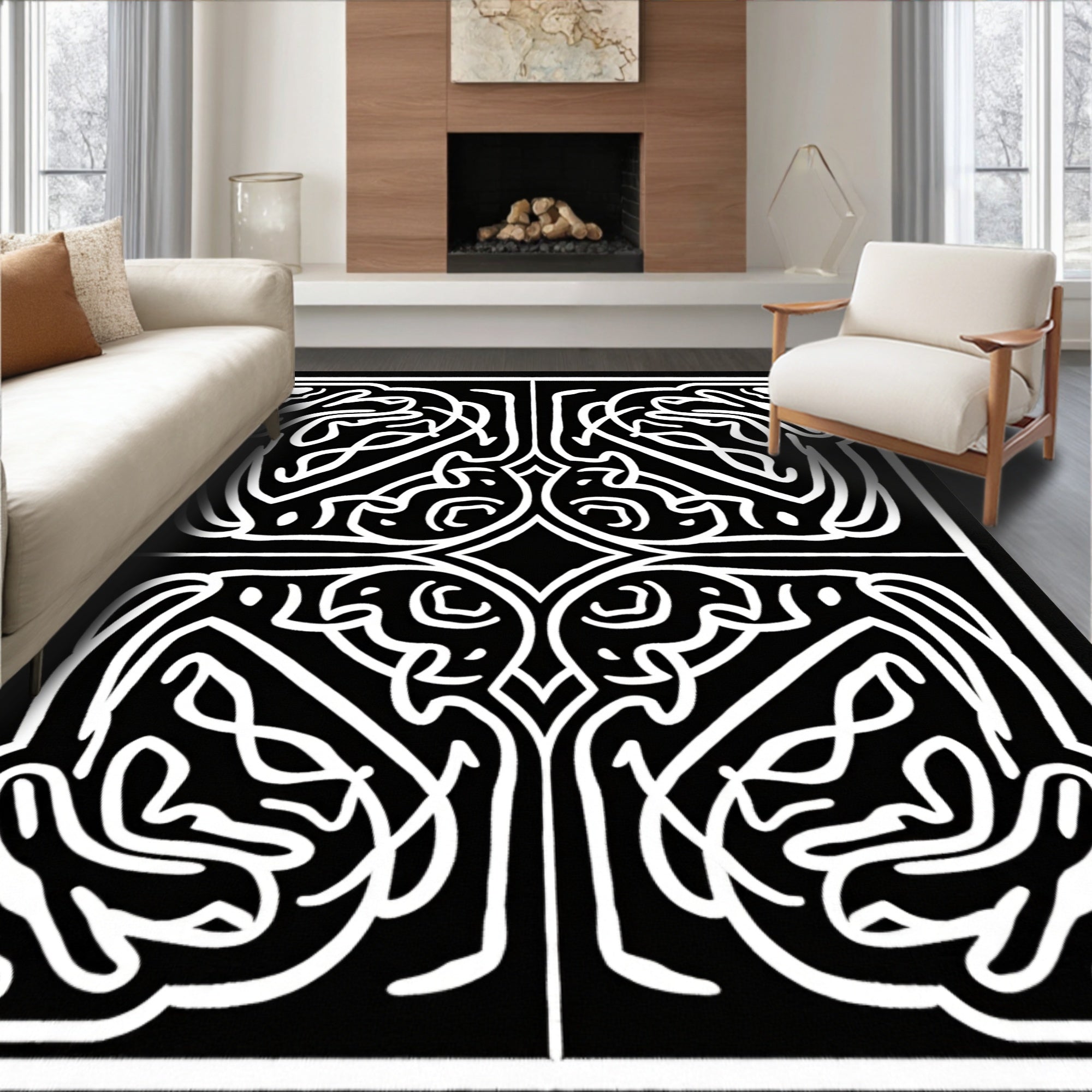 Black And White Celtic Knot Rug