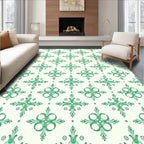 Emerald Green Classical Floral Medallion Rug