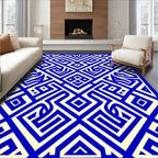Bold Blue Maze Geometric Rug