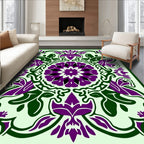 Ornate Purple Floral Medallion Border Rug