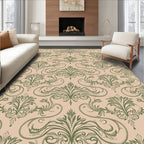 Green Orchid Art Nouveau Swirls Rug