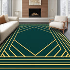 Emerald Teal Geometric Deco Frame Rug