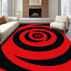 Vibrant Red Black Swirl Rug