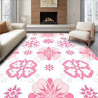 Feminine Pink Floral Medallion Arrangement Rug