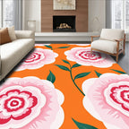 Vibrant Pink Blossom Orange Garden Rug