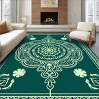 Teal Blooming Mandala Medallion Rug