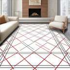 Bold Red Black Intersecting Lines Rug