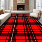 Classic Red Black Plaid Checkered Rug
