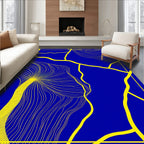 Cobalt Blue Yellow Kintsugi Lines Rug