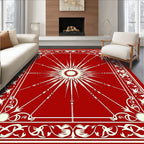 Crimson Radiant Sunburst Border Rug