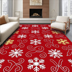 Festive Red Snowflake Swirl Repeat Rug