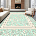 Aqua Cream Swirl Abstract Rug