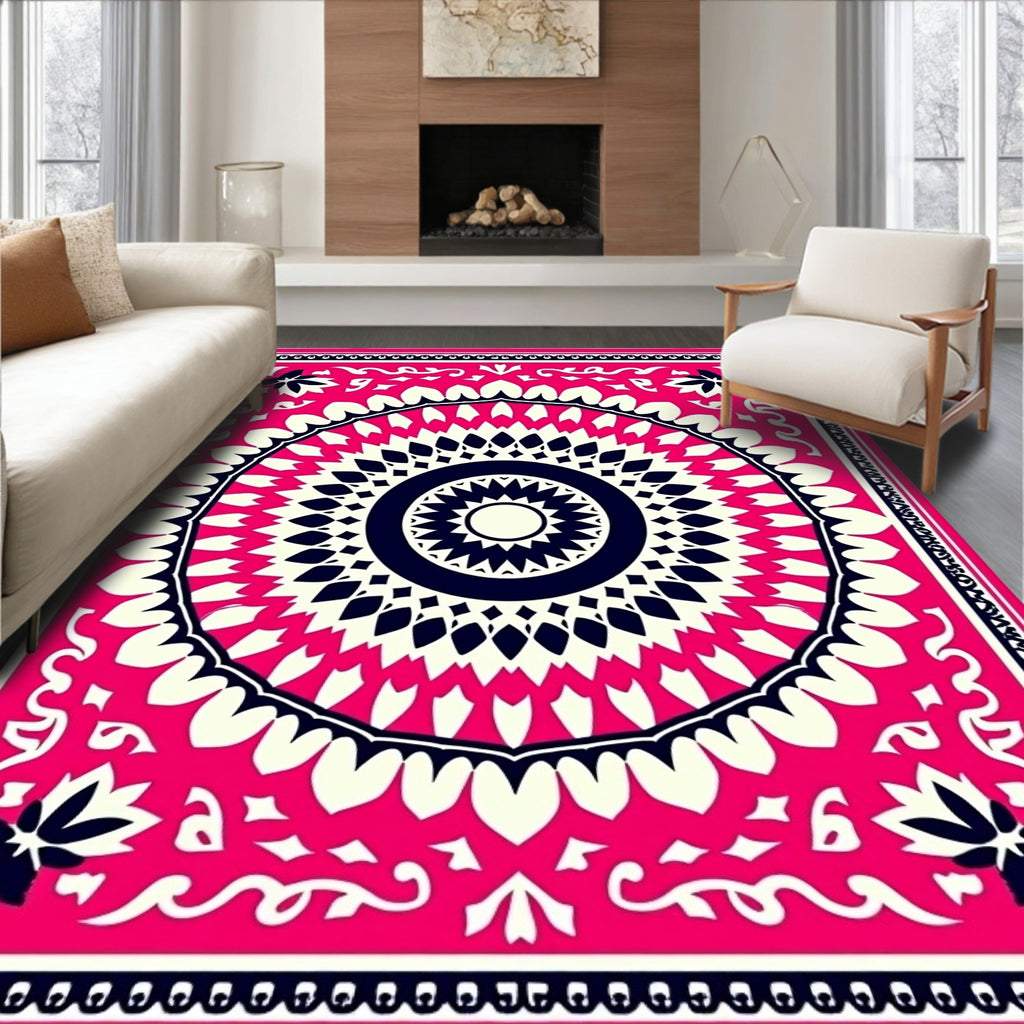 Vibrant Fuchsia Medallion Sunburst Rug