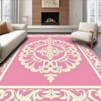 Baroque Floral Ivory Pink Medallion Rug