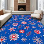 Bright Red White Snowflake Medallion Rug