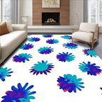 Abstract Teal Cobalt Starbursts Rug